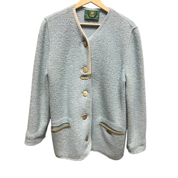Giesswein Vintage 90's Blue Wool Cardigan Jacket Coatigan - Picture 2 of 6